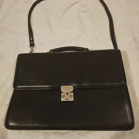 DE BON ATTACHE/BRIEF CASE IN BLACK LEATHER, unisex - Picture 2 of 11